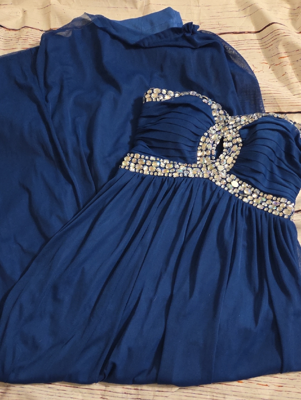Citi TRIANGLES Royal Blue Strapless Beaded Evening Dress